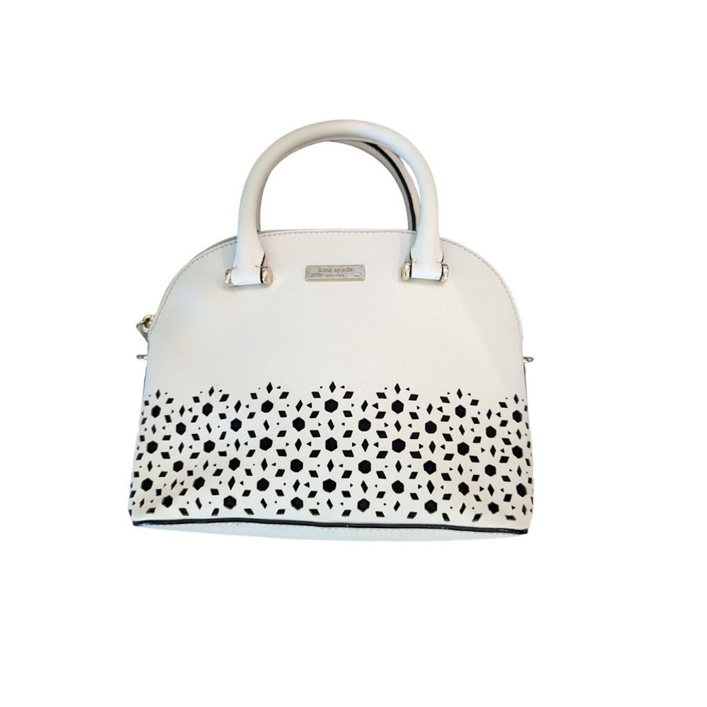 Kate Spade Newman Drive Mini Carli Cement Cream White Floral Cut Crossbody Bag - Picture 4 of 15
